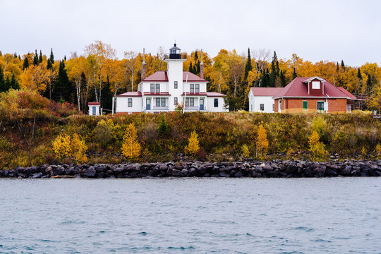 Raspberry Island Lighthouse In Wisconsin On Lake Superior In The Apostle Islands National Lakeshore