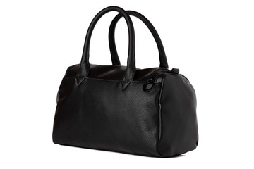 Black bag on a white background. Leather bag close-up isolated on a white background.