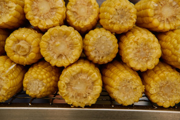 corn cobs lie on the grill