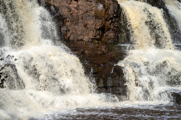Extreme close up of the Gooseberry Falls waterfall in Gooseberry Falls State Park Minnesota