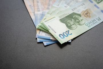 mexican pesos tickets new bills two hundred background