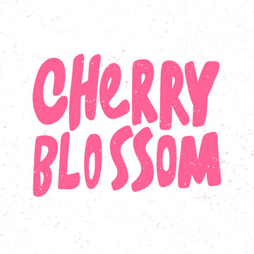 Cherry blossom. Sticker for social media content. Vector hand drawn illustration design. 
