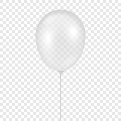 Vector 3d Realistic Transparent Balloon Icon Closeup Isolated on Transparent Background. Design Template of Helium Balloon for Mockup. Anniversary, Birthday Party. Front View