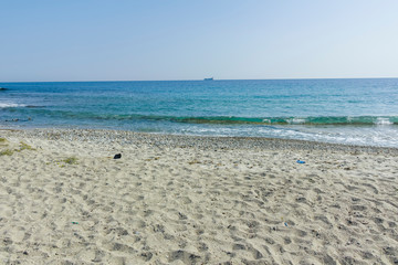 Fototapeta na wymiar Famous Beach at Possidi Cape, Kassandra Peninsula, Chalkidiki, Greece