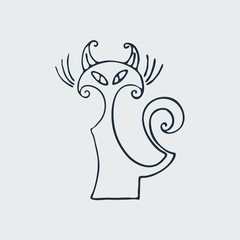 Cute doodle cat. Hand drawn vector illustration