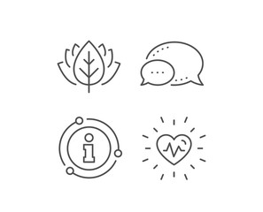 Heartbeat line icon. Chat bubble, info sign elements. Medical hear beat sign. Medicine symbol. Linear heartbeat outline icon. Information bubble. Vector