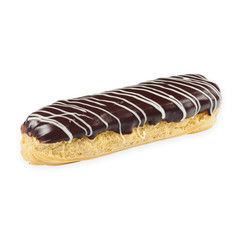 Delicious chocolate eclair prepared according to a special recipe from the pastry chef.
