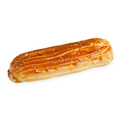 Delicious caramel eclair prepared according to a special recipe from the pastry chef.