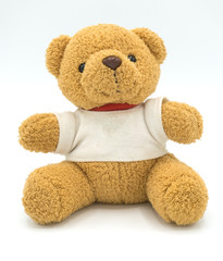 Teddy bear on a white background.