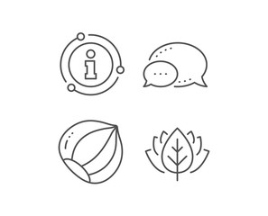 Hazelnut line icon. Chat bubble, info sign elements. Tasty nut sign. Vegan food symbol. Linear hazelnut outline icon. Information bubble. Vector