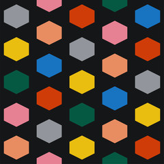 Vector colorful seamless hexagonal pattern - geometric design. Vibrant trendy background, endless bright texture