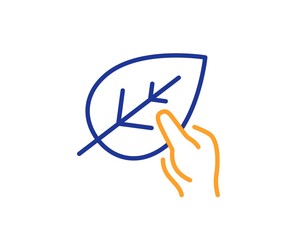 Bio cosmetics sign. Organic tested line icon. Paraben symbol. Colorful outline concept. Blue and orange thin line organic tested icon. Vector