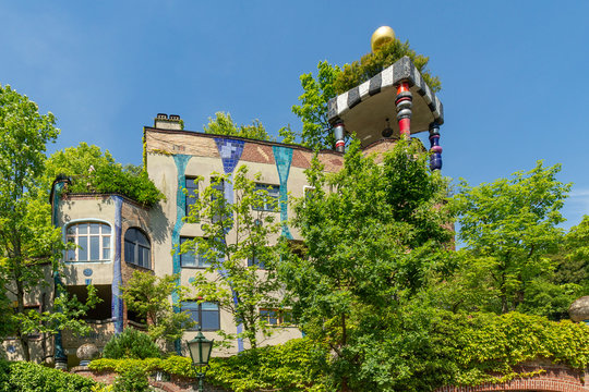 view of Hundertwasser house in Bad Soden, Germany