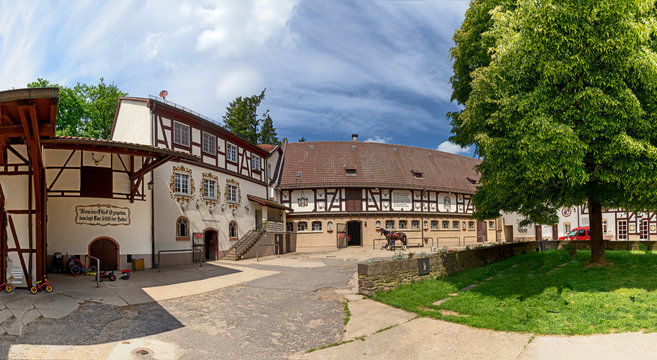 building of the former monastery and today rider court rettershof in the taunus, hesse, germany