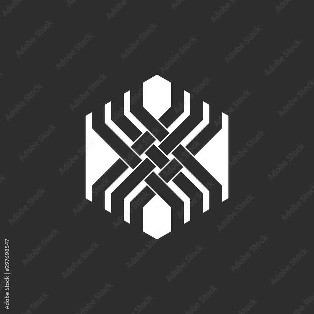 Wall mural letter x linked stripes overlapping lines logo vector