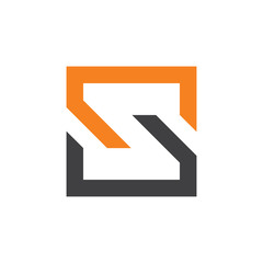 letter s linked geometric line square logo vector