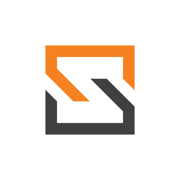 letter s linked geometric line square logo vector