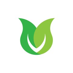Fototapeta na wymiar linked leaf vegetables symbol logo vector