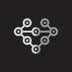 letter v linked circle connected symbol logo vector