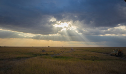 Fototapeta premium Natural landscape from Africa. Masai mara national park with its incredibles animals and colours.