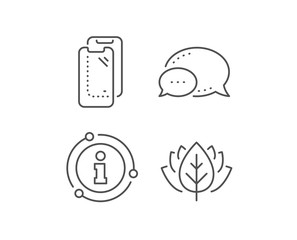 Smartphone glass line icon. Chat bubble, info sign elements. Phone protection sign. Mobile device symbol. Linear smartphone glass outline icon. Information bubble. Vector