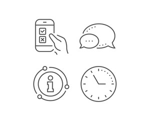 Mobile survey line icon. Chat bubble, info sign elements. Select answer sign. Business interview symbol. Linear mobile survey outline icon. Information bubble. Vector