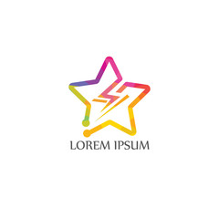 Lightning bolt  star logo concept. lightning thunderbolt electricity logo design template