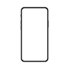 New trendy version of black thin frame notch display smartphone with blank white screen. Realistic phone mockup for any project vector illustration.