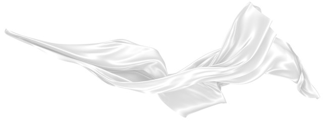 Abstract background of white wavy silk or satin. 3d rendering image.