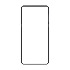 New version of frameless trendy modern smatphone. Black realistic cell phone smart phone mockup for visual ui, apps and advertisment vector illustration.
