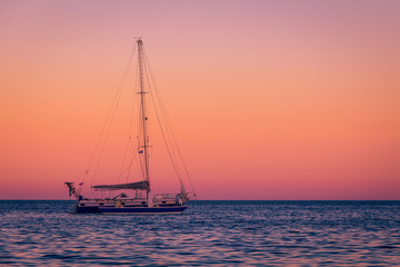 sailing at sunset