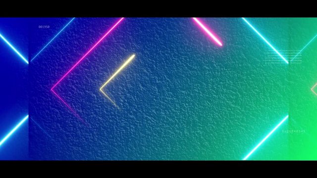 Glitch titles background opener. Neon laser colorful effects on asphalt. Loopable. Infinite loop 4k royalty free footage.