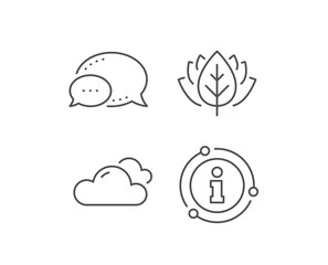 Cloudy weather line icon. Chat bubble, info sign elements. Clouds sign. Sky symbol. Linear cloudy weather outline icon. Information bubble. Vector