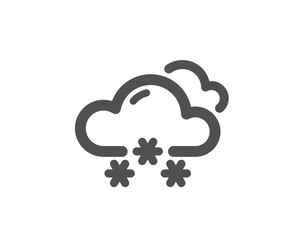 Clouds with snowflake sign. Snow weather forecast icon. Cloudy sky symbol. Classic flat style. Simple snow weather icon. Vector
