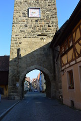 Rothenburg (Germany) April 2017.  The old city is surrounded by walls. The tower of the old fortress.