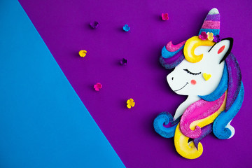 Unicorn over colorful background