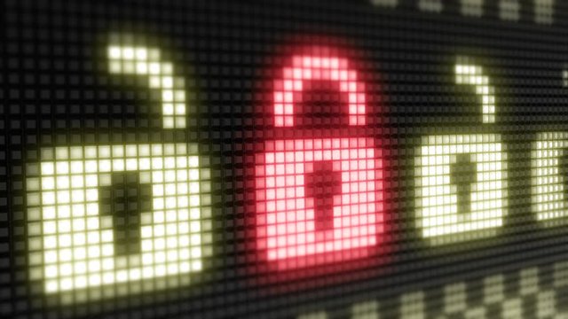 Lock icon. Looping footage has 4K Resolution with Encoder Prores 4444. 3D Illustration.