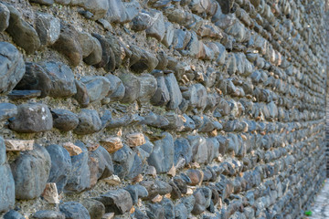 Texture of old rock wall for background, Medieval stone wall.