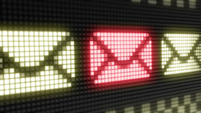 E-mail icon. Looping footage has 4K Resolution with Encoder Prores 4444. 3D Illustration.