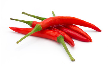 red hot chili peppers isolated on white background