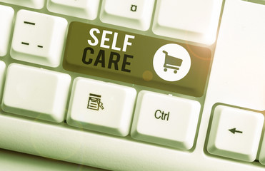 Word writing text Self Care. Business photo showcasing the practice of taking action to improve one...