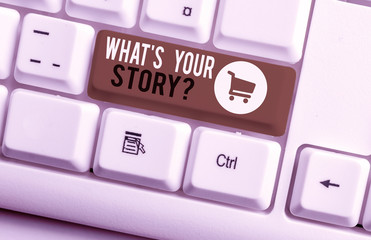 Word writing text What S Is Your Storyquestion. Business photo showcasing analysisner of asking...