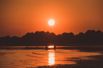 sunset on lake