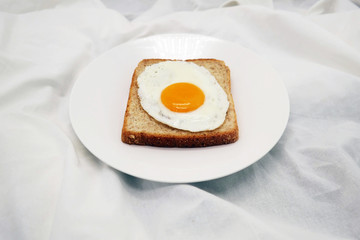 Simple Breakfast Egg Fried On The Bread