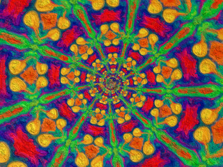 Colorful digital graphic kaleidoscope symmetry mandala style in laser light trial pattern, Tie Dye , spiderweb art abstract background for art projects, banner, business,   card, 3D, template