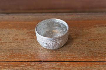 Thai Antique Aluminum Small Water Bowl , add water and ice.