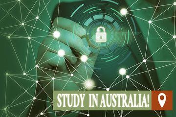 Conceptual hand writing showing Study In Australia. Concept meaning going into foreign country...