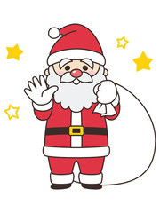 笑顔で手を振るサンタクロース　クリスマス