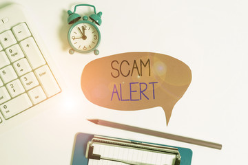 Word writing text Scam Alert. Business photo showcasing unsolicited email that claims the prospect...