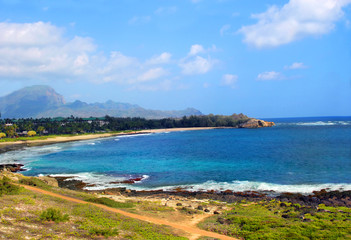 Crescent Shaped Keoneloa Beach on Kauai